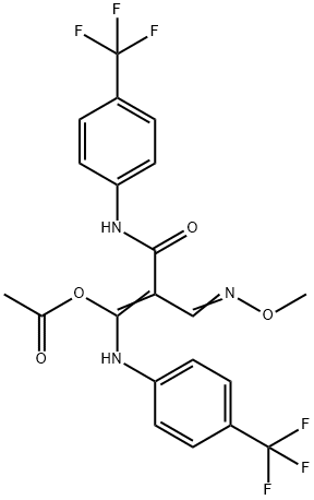 2-[(METHOXYIMINO)METHYL]-3-OXO-1,3-BIS[4-(TRIFLUOROMETHYL)ANILINO]-1-PROPENYL ACETATE Struktur