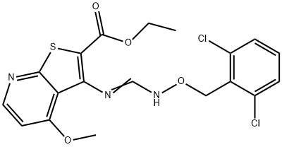 ETHYL 3-[(([(2,6-DICHLOROBENZYL)OXY]IMINO)METHYL)AMINO]-4-METHOXYTHIENO[2,3-B]PYRIDINE-2-CARBOXYLATE Struktur