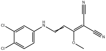 2-[3-(3,4-DICHLOROANILINO)-1-METHOXY-2-PROPENYLIDENE]MALONONITRILE Struktur