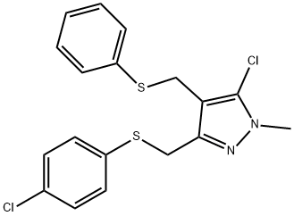 (5-CHLORO-3-([(4-CHLOROPHENYL)SULFANYL]METHYL)-1-METHYL-1H-PYRAZOL-4-YL)METHYL PHENYL SULFIDE Struktur