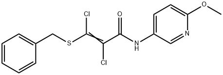 3-(BENZYLSULFANYL)-2,3-DICHLORO-N-(6-METHOXY-3-PYRIDINYL)ACRYLAMIDE Struktur