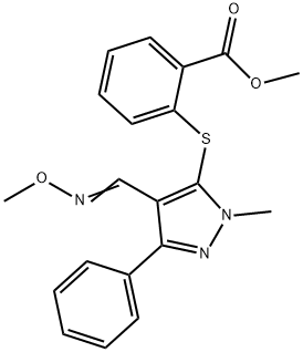 METHYL 2-((4-[(METHOXYIMINO)METHYL]-1-METHYL-3-PHENYL-1H-PYRAZOL-5-YL)SULFANYL)BENZENECARBOXYLATE Struktur