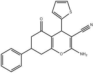 2-AMINO-5-OXO-7-PHENYL-4-(2-THIENYL)-4,6,7,8-TETRAHYDRO2H-CHROMENE-3-CARBONITRILE Struktur