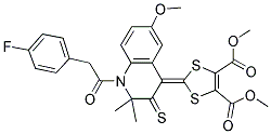 DIMETHYL 2-(1-(2-(4-FLUOROPHENYL)ACETYL)-6-METHOXY-2,2-DIMETHYL-3-THIOXO-2,3-DIHYDROQUINOLIN-4(1H)-YLIDENE)-1,3-DITHIOLE-4,5-DICARBOXYLATE Struktur