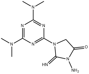 3-AMINO-1-[4,6-BIS(DIMETHYLAMINO)-1,3,5-TRIAZIN-2-YL]-2-IMINOIMIDAZOLIDIN-4-ONE Struktur