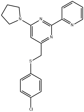 4-([(4-CHLOROPHENYL)SULFANYL]METHYL)-2-(2-PYRIDINYL)-6-(1-PYRROLIDINYL)PYRIMIDINE Struktur