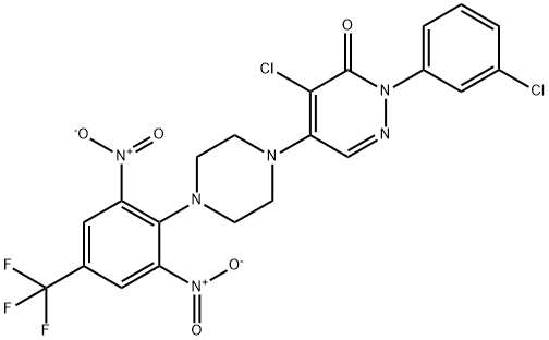 4-CHLORO-2-(3-CHLOROPHENYL)-5-(4-[2,6-DINITRO-4-(TRIFLUOROMETHYL)PHENYL]PIPERAZINO)-3(2H)-PYRIDAZINONE Struktur