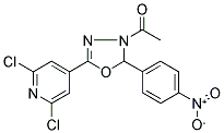 1-[5-(2,6-DICHLORO-4-PYRIDYL)-2-(4-NITROPHENYL)-2,3-DIHYDRO-1,3,4-OXADIAZOL-3-YL]ETHAN-1-ONE Struktur