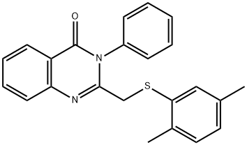 2-([(2,5-DIMETHYLPHENYL)SULFANYL]METHYL)-3-PHENYL-4(3H)-QUINAZOLINONE Struktur