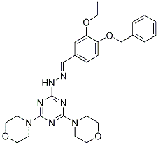 (E)-4,4'-(6-(2-(4-(BENZYLOXY)-3-ETHOXYBENZYLIDENE)HYDRAZINYL)-1,3,5-TRIAZINE-2,4-DIYL)DIMORPHOLINE Struktur