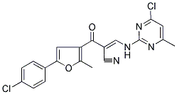 3-[(4-CHLORO-6-METHYLPYRIMIDIN-2-YL)AMINO]-2-([5-(4-CHLOROPHENYL)-2-METHYL-3-FURYL]CARBONYL)ACRYLONITRILE Struktur