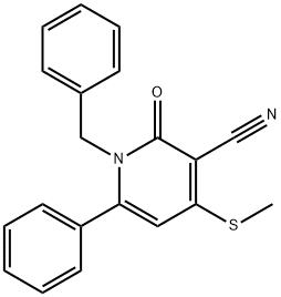 1-BENZYL-4-(METHYLSULFANYL)-2-OXO-6-PHENYL-1,2-DIHYDRO-3-PYRIDINECARBONITRILE Struktur