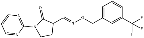 2-OXO-1-(2-PYRIMIDINYL)-3-PYRROLIDINECARBALDEHYDE O-[3-(TRIFLUOROMETHYL)BENZYL]OXIME Struktur