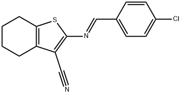 2-([(E)-(4-CHLOROPHENYL)METHYLIDENE]AMINO)-4,5,6,7-TETRAHYDRO-1-BENZOTHIOPHENE-3-CARBONITRILE Struktur