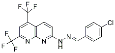 4-CHLOROBENZENECARBALDEHYDE N-[5,7-BIS(TRIFLUOROMETHYL)[1,8]NAPHTHYRIDIN-2-YL]HYDRAZONE Struktur