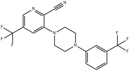 5-(TRIFLUOROMETHYL)-3-(4-[3-(TRIFLUOROMETHYL)PHENYL]PIPERAZINO)-2-PYRIDINECARBONITRILE Struktur