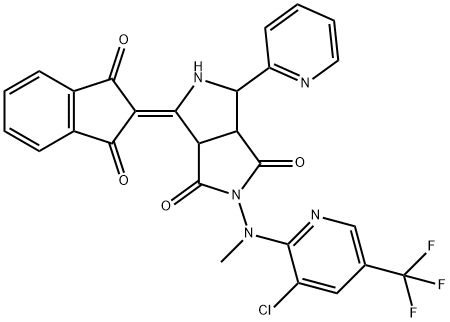 2-[[3-CHLORO-5-(TRIFLUOROMETHYL)-2-PYRIDINYL](METHYL)AMINO]-4-(1,3-DIOXO-1,3-DIHYDRO-2H-INDEN-2-YLIDEN)-6-(2-PYRIDINYL)TETRAHYDROPYRROLO[3,4-C]PYRROLE-1,3(2H,3AH)-DIONE Struktur