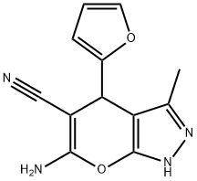 6-AMINO-4-(2-FURYL)-3-METHYL-1,4-DIHYDROPYRANO [2,3-C]PYRAZOLE-5-CARBONITRILE Struktur