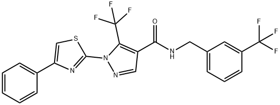 1-(4-PHENYL-1,3-THIAZOL-2-YL)-5-(TRIFLUOROMETHYL)-N-[3-(TRIFLUOROMETHYL)BENZYL]-1H-PYRAZOLE-4-CARBOXAMIDE Struktur