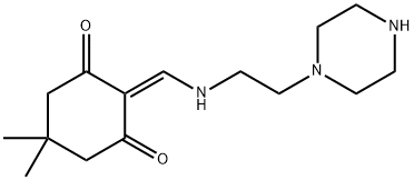 5,5-DIMETHYL-2-[(2-PIPERAZIN-1-YL-ETHYLAMINO)-METHYLENE]-CYCLOHEXANE-1,3-DIONE Struktur