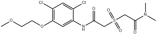 2-((2-[2,4-DICHLORO-5-(2-METHOXYETHOXY)ANILINO]-2-OXOETHYL)SULFONYL)-N,N-DIMETHYLACETAMIDE Struktur