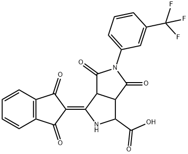 3-(1,3-DIOXO-1,3-DIHYDRO-2H-INDEN-2-YLIDEN)-4,6-DIOXO-5-[3-(TRIFLUOROMETHYL)PHENYL]OCTAHYDROPYRROLO[3,4-C]PYRROLE-1-CARBOXYLIC ACID Struktur