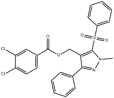 [1-METHYL-3-PHENYL-5-(PHENYLSULFONYL)-1H-PYRAZOL-4-YL]METHYL 3,4-DICHLOROBENZENECARBOXYLATE Struktur