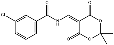 3-CHLORO-N-[(2,2-DIMETHYL-4,6-DIOXO-1,3-DIOXAN-5-YLIDEN)METHYL]BENZENECARBOXAMIDE Struktur