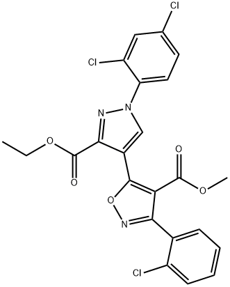 METHYL 3-(2-CHLOROPHENYL)-5-[1-(2,4-DICHLOROPHENYL)-3-(ETHOXYCARBONYL)-1H-PYRAZOL-4-YL]-4-ISOXAZOLECARBOXYLATE Struktur