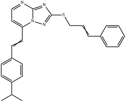 7-(4-ISOPROPYLSTYRYL)-2-[(3-PHENYL-2-PROPENYL)SULFANYL][1,2,4]TRIAZOLO[1,5-A]PYRIMIDINE Struktur