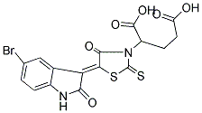 2-[(5Z)-5-(5-BROMO-2-OXO-1,2-DIHYDRO-3H-INDOL-3-YLIDENE)-4-OXO-2-THIOXO-1,3-THIAZOLIDIN-3-YL]PENTANEDIOIC ACID Struktur