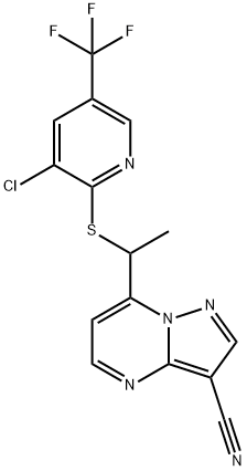 7-(1-([3-CHLORO-5-(TRIFLUOROMETHYL)-2-PYRIDINYL]SULFANYL)ETHYL)PYRAZOLO[1,5-A]PYRIMIDINE-3-CARBONITRILE Struktur