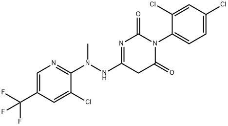 4-(2-[3-CHLORO-5-(TRIFLUOROMETHYL)-2-PYRIDINYL]-2-METHYLHYDRAZINO)-1-(2,4-DICHLOROPHENYL)-6-HYDROXY-2(1H)-PYRIMIDINONE Struktur