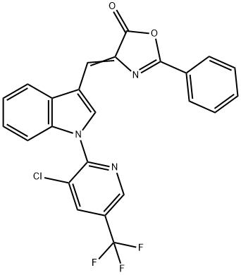 4-((1-[3-CHLORO-5-(TRIFLUOROMETHYL)-2-PYRIDINYL]-1H-INDOL-3-YL)METHYLENE)-2-PHENYL-1,3-OXAZOL-5(4H)-ONE Struktur