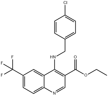 ETHYL 4-[(4-CHLOROBENZYL)AMINO]-6-(TRIFLUOROMETHYL)-3-QUINOLINECARBOXYLATE Struktur