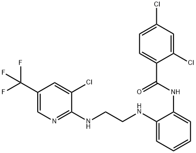 2,4-DICHLORO-N-(2-[(2-([3-CHLORO-5-(TRIFLUOROMETHYL)-2-PYRIDINYL]AMINO)ETHYL)AMINO]PHENYL)BENZENECARBOXAMIDE Struktur