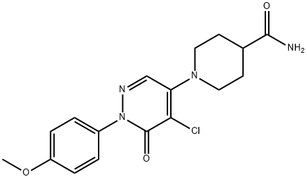 1-[5-CHLORO-1-(4-METHOXYPHENYL)-6-OXO-1,6-DIHYDRO-4-PYRIDAZINYL]-4-PIPERIDINECARBOXAMIDE Struktur