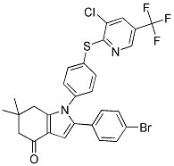 2-(4-BROMOPHENYL)-1-(4-(3-CHLORO-5-(TRIFLUOROMETHYL)(2-PYRIDYLTHIO))PHENYL)-6,6-DIMETHYL-5,6,7-TRIHYDROINDOL-4-ONE Struktur