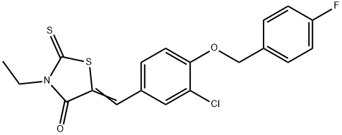 5-((3-CHLORO-4-[(4-FLUOROBENZYL)OXY]PHENYL)METHYLENE)-3-ETHYL-2-THIOXO-1,3-THIAZOLAN-4-ONE Struktur