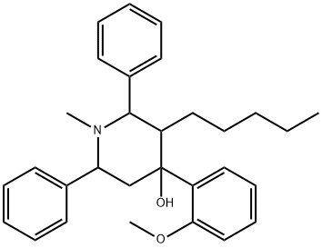 4-(2-METHOXYPHENYL)-1-METHYL-3-PENTYL-2,6-DIPHENYLPIPERIDIN-4-OL Struktur