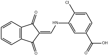 3-(((1,3-DIOXOINDAN-2-YLIDENE)METHYL)AMINO)-4-CHLOROBENZOIC ACID Struktur