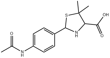 2-(4-(ACETYLAMINO)PHENYL)-5,5-DIMETHYL-1,3-THIAZOLIDINE-4-CARBOXYLIC ACID Struktur