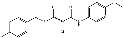 2,3-DICHLORO-N-(6-METHOXY-3-PYRIDINYL)-3-[(4-METHYLBENZYL)SULFANYL]ACRYLAMIDE Struktur