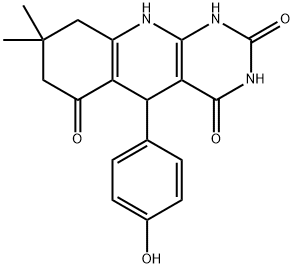 5-(4-HYDROXYPHENYL)-8,8-DIMETHYL-5,8,9,10-TETRAHYDROPYRIMIDO[4,5-B]QUINOLINE-2,4,6(1H,3H,7H)-TRIONE Struktur