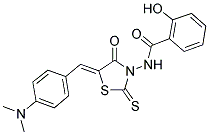 N-((5Z)-5-[4-(DIMETHYLAMINO)BENZYLIDENE]-4-OXO-2-THIOXO-1,3-THIAZOLIDIN-3-YL)-2-HYDROXYBENZAMIDE Struktur