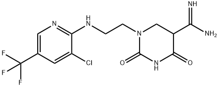 1-(2-([3-CHLORO-5-(TRIFLUOROMETHYL)-2-PYRIDINYL]AMINO)ETHYL)-2,4-DIOXOHEXAHYDRO-5-PYRIMIDINECARBOXIMIDAMIDE Struktur