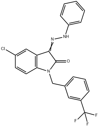 5-CHLORO-1-[3-(TRIFLUOROMETHYL)BENZYL]-1H-INDOLE-2,3-DIONE 3-(N-PHENYLHYDRAZONE) Struktur