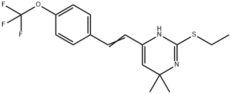 2-(ETHYLSULFANYL)-6,6-DIMETHYL-4-[4-(TRIFLUOROMETHOXY)STYRYL]-1,6-DIHYDROPYRIMIDINE Struktur