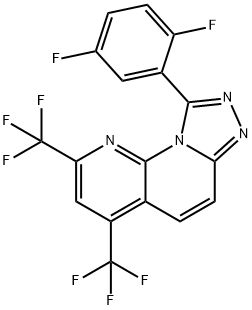 9-(2,5-DIFLUOROPHENYL)-2,4-BIS(TRIFLUOROMETHYL)[1,2,4]TRIAZOLO[4,3-A][1,8]NAPHTHYRIDINE Struktur