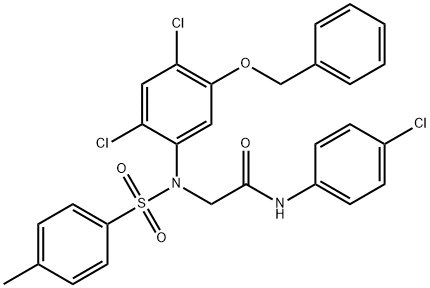 2-(5-(BENZYLOXY)-2,4-DICHLORO[(4-METHYLPHENYL)SULFONYL]ANILINO)-N-(4-CHLOROPHENYL)ACETAMIDE Struktur